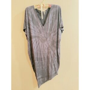 MiJo by Michelle Jonas Tie Dye Asymmetrical V Neck Tunic Dress M Lagenlook Artsy